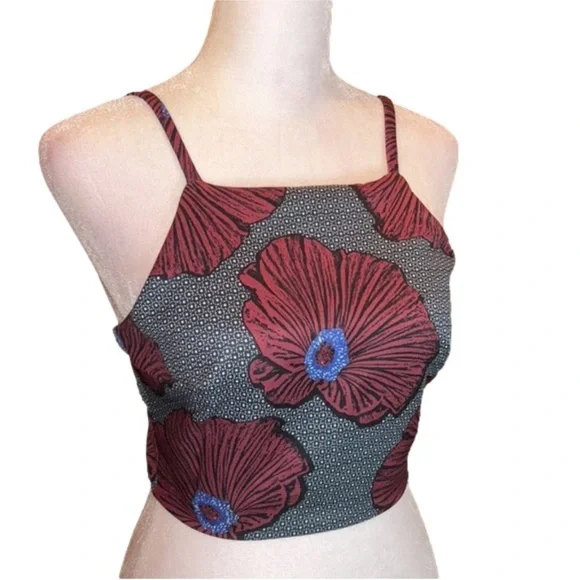 TOPSHOP Floral Crop Halter Top Size 4 - Picture 4 of 8